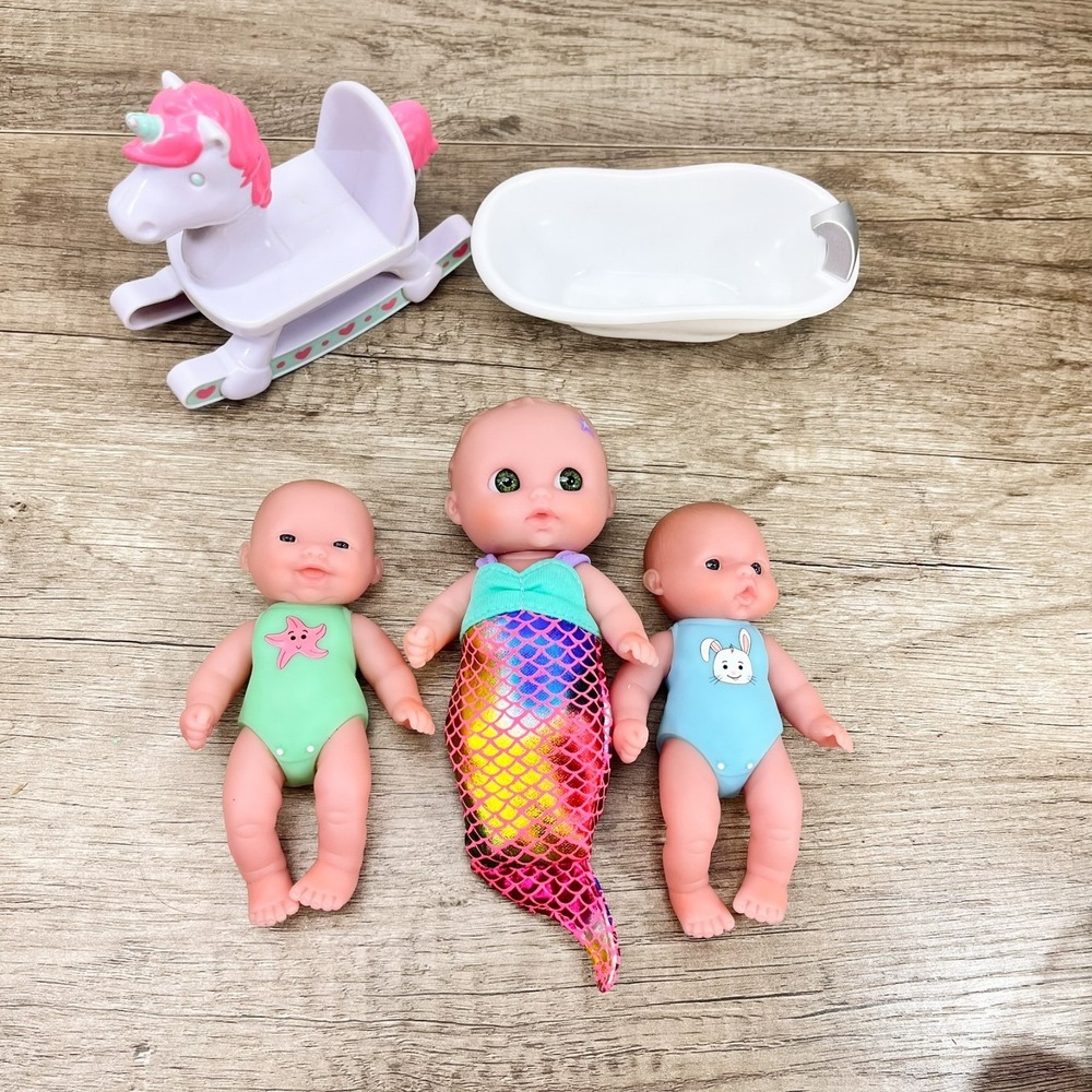 Lot of 3 Mini Babies 5 '' Dolls Itty Bitty Berenguer and mermaid doll